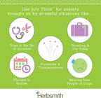 Herbsmith July Third immediate calming chews feeding guide for large dogs.