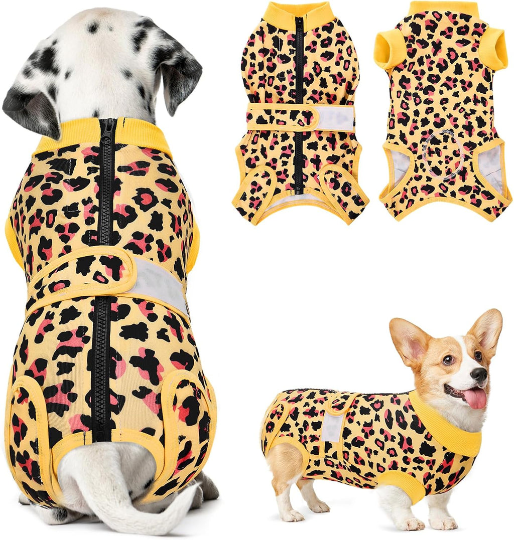 SlowTon Recovery Suit for Dogs - Dog Surgery Suit Female Spay Male Neuter, Dog Surgery Recovery Suit with Zipper, Pet Surgical Onesies Bodysuit Abdominal Wound Bandages (Pink Leopard, S) - Image 9
