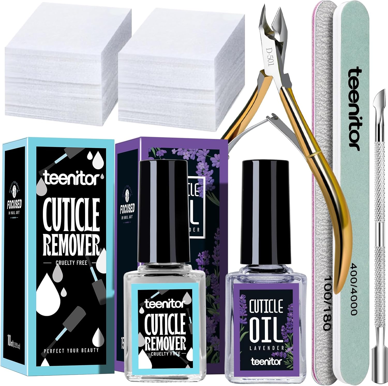 Teenitor cuticle softener and remover lavender oil manicure set front view