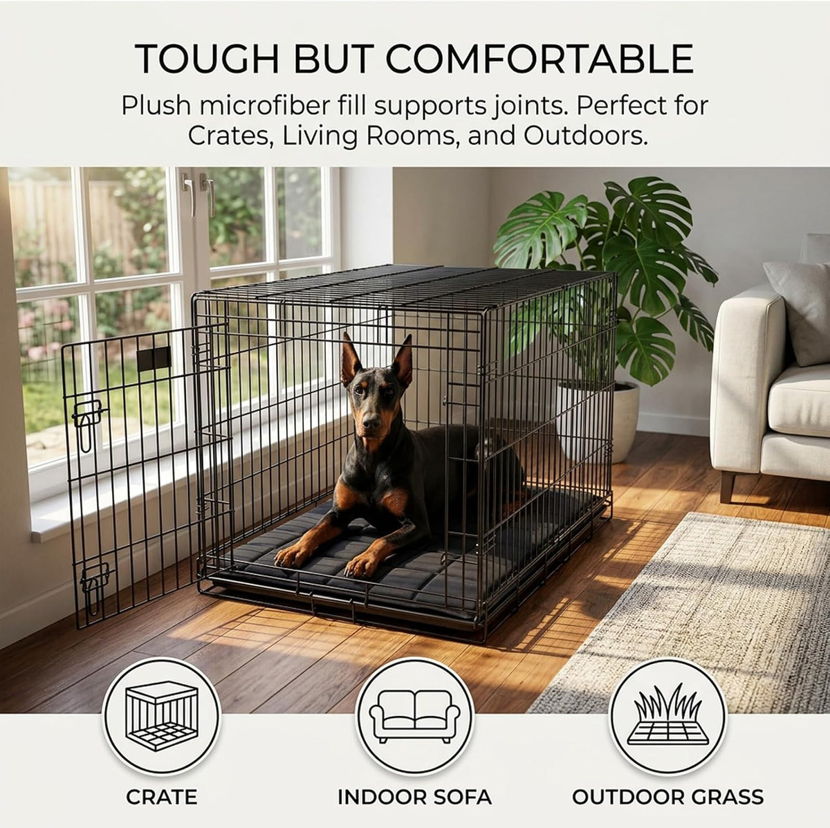 Drounphi dog crate pad inside wire kennel for small dogs