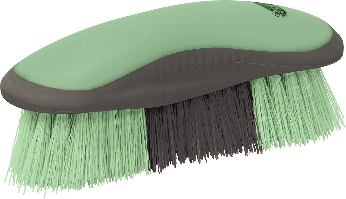 Weaver Equine Dandy Brush in Mint and Gray front view for horse grooming