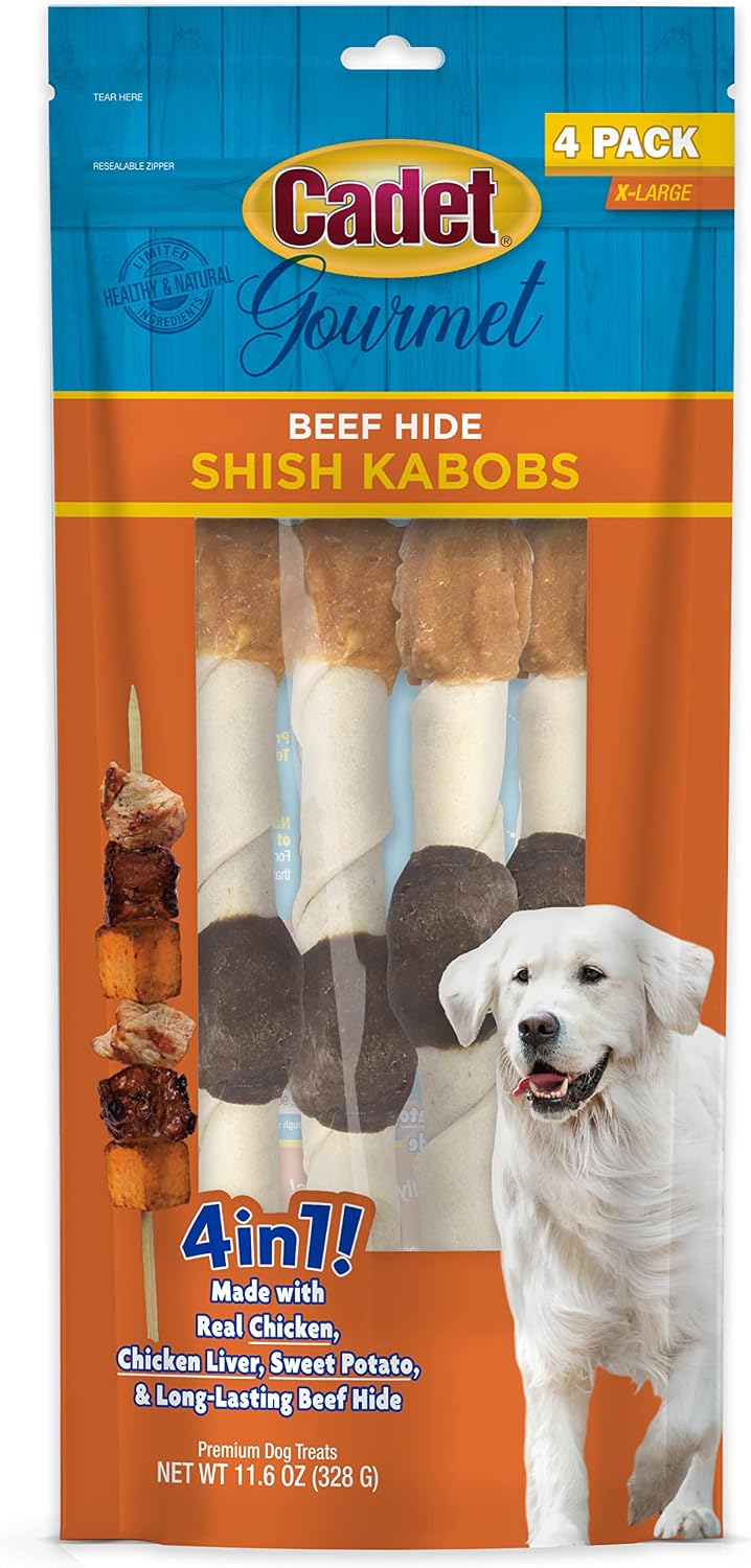 Side profile of triple-flavored dog treat for large dogs