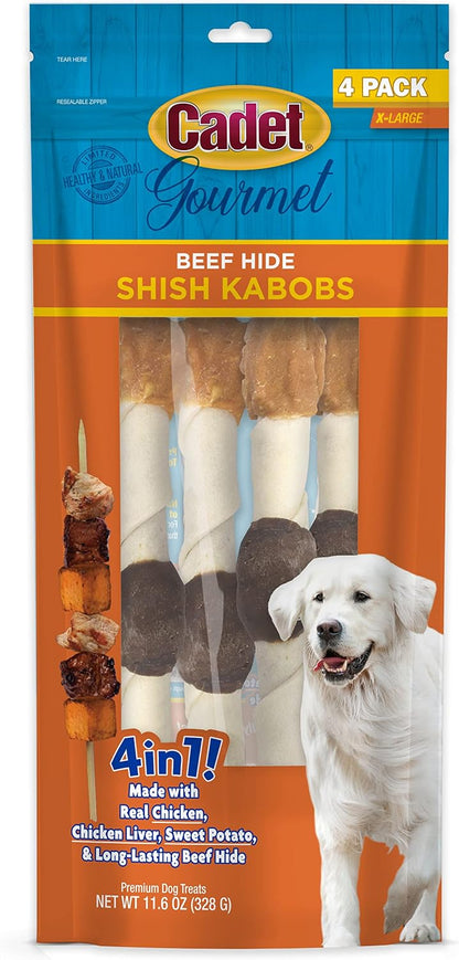 Side profile of triple-flavored dog treat for large dogs