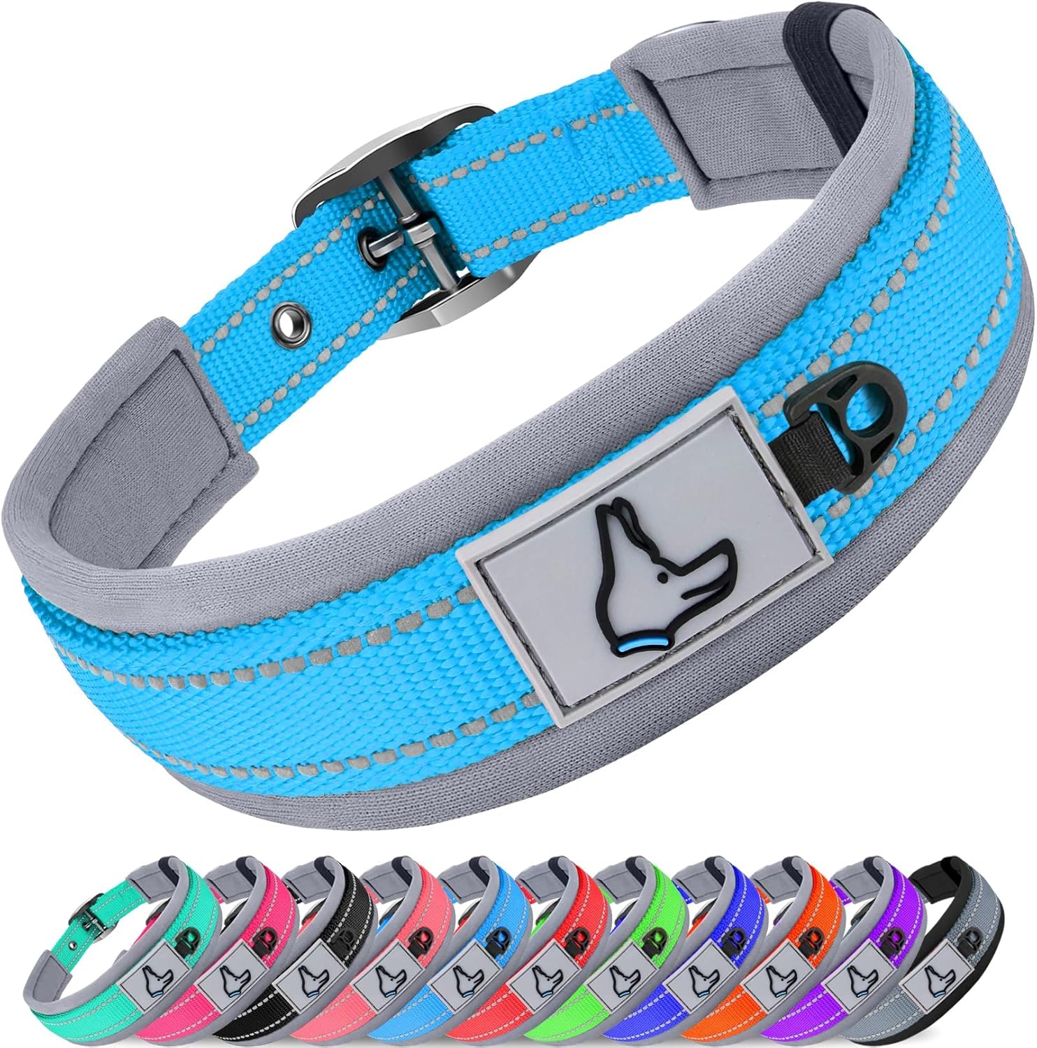 Joytale Dog Collar for Large Dogs, Neoprene Padded and Adjustable, Reflective Wide Heavy Duty Pet Collars with Durable Metal Belt Buckle for Walking, Hotpink, L - Image 10