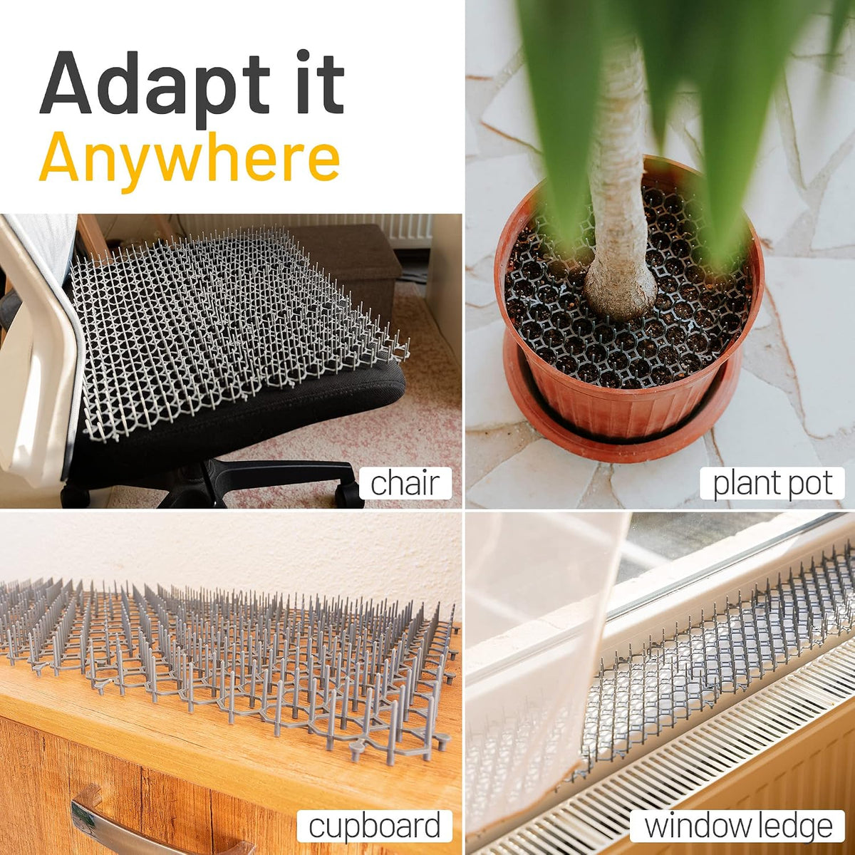 Top view of modular cat spike mat system