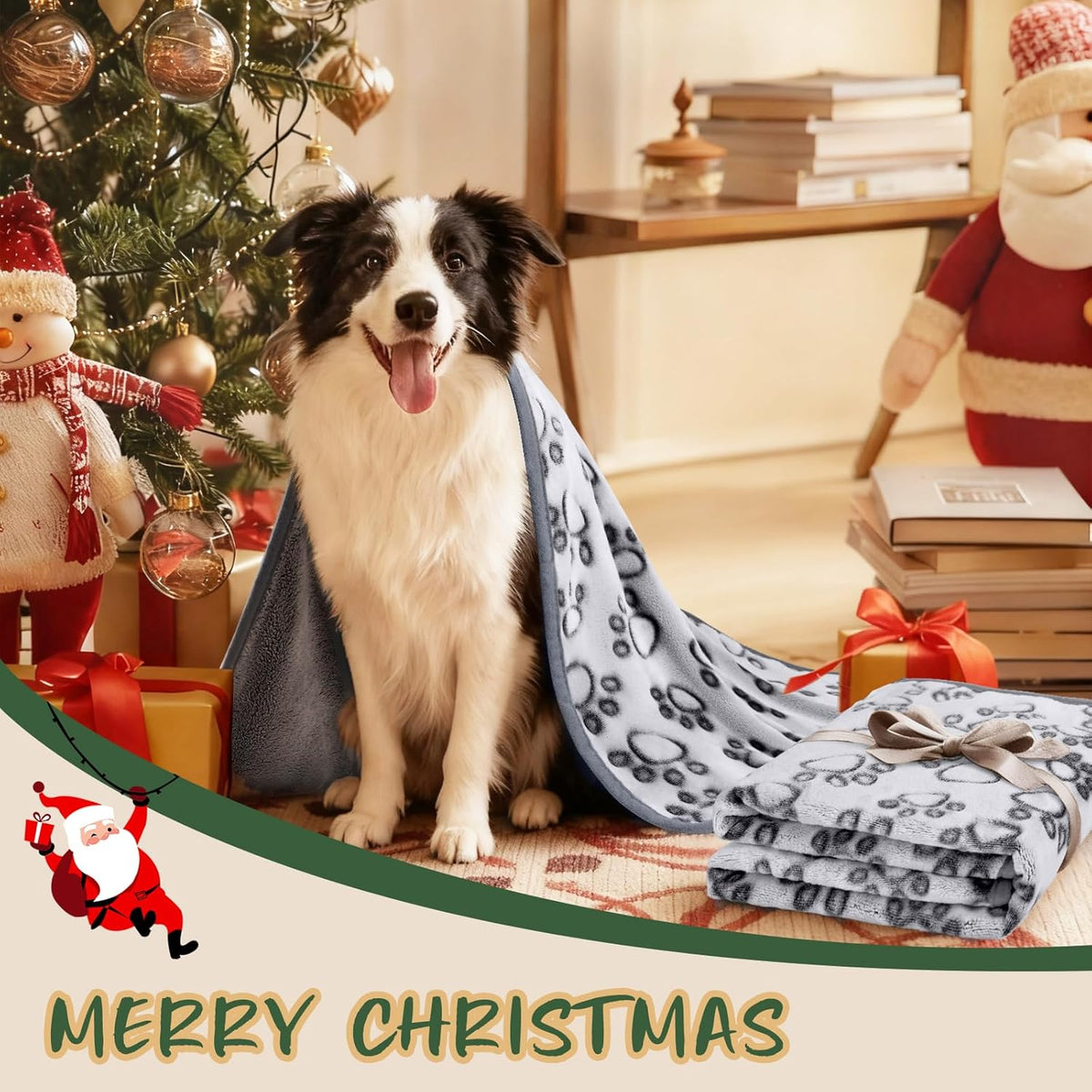 Luciphia three hundred GSM warm pet blanket on a living room sofa