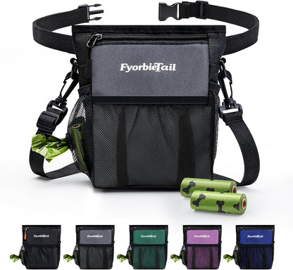 Dog Treat Pouch, 4 Cup Waterproof Dog Training Bag, Hands-Free 3 Ways to Wear, Magnetic Closure, Multi-Pocket, with 2 Rolls Poop Bags (Black) - Image 9