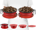 Large breed dog drinking comfortably from the expanded Tuff Pupper forty ounce capacity travel water bowl.