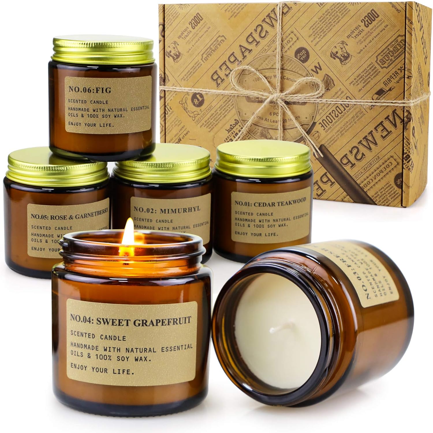 DEYBBY Natural Scented Soy Wax Tealight Candles front view of 12 pack box.