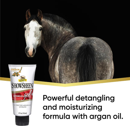 Absorbine ShowSheen Detangler Gel with Moroccan Argan Oil showing the precise infuser applicator cap.