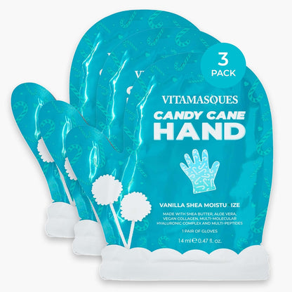 Vitamasques Candy Cane Moisturizing Hand Mask 3 Pack front view