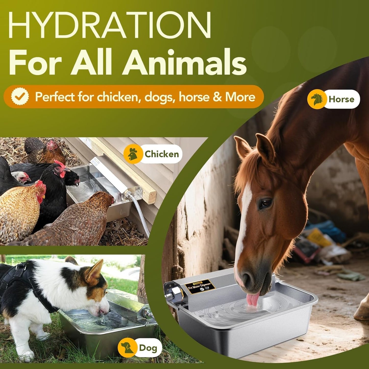 Three hundred four stainless steel livestock drinking bowl for chickens and farm pets