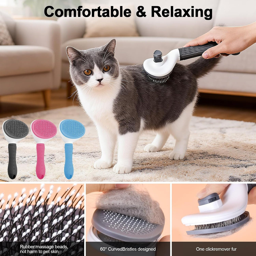 Close up of protective rounded bristle tips on grooming brush