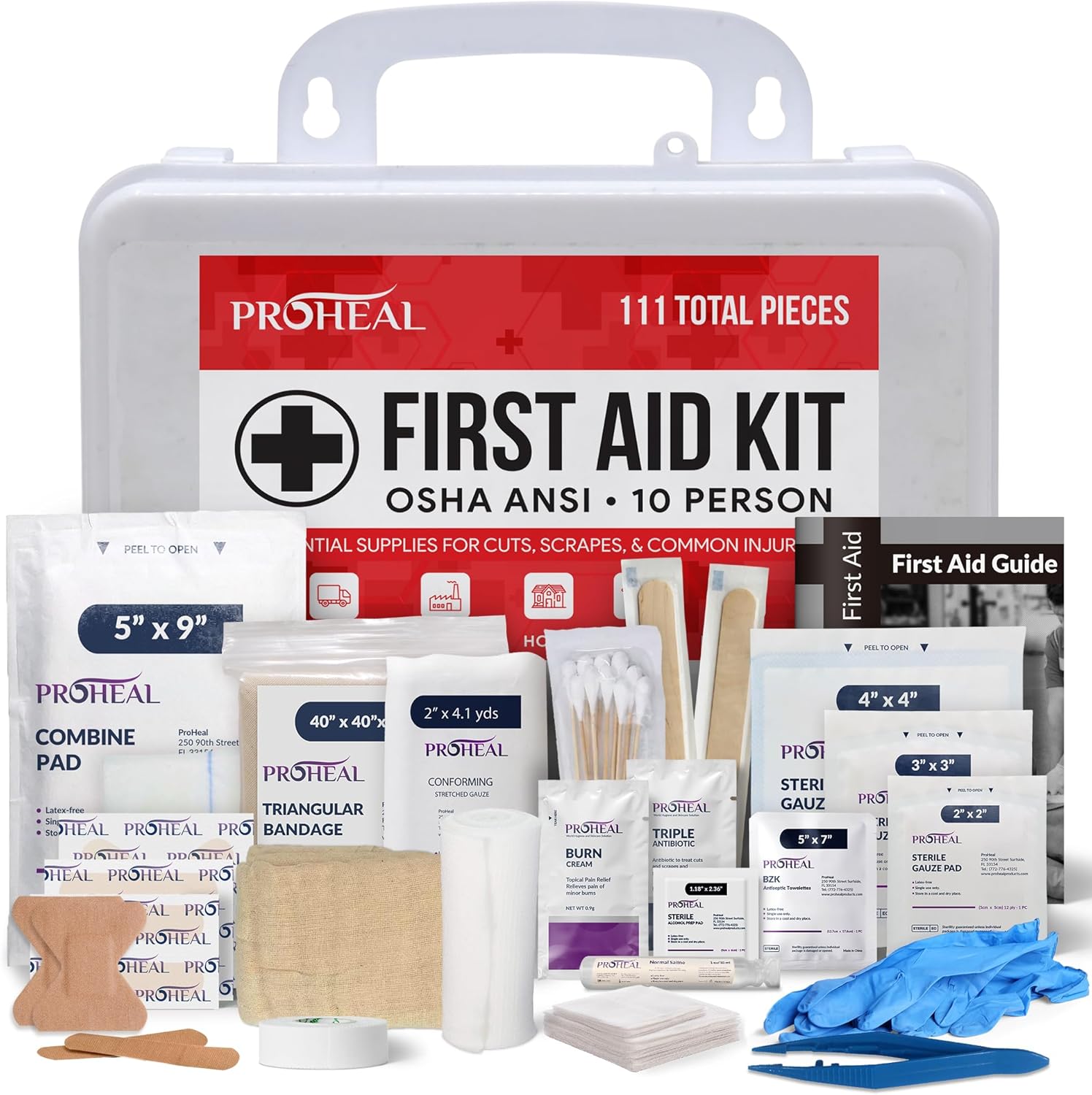 ProHeal OSHA Compliant First Aid Kit front view showing 111 piece capacity
