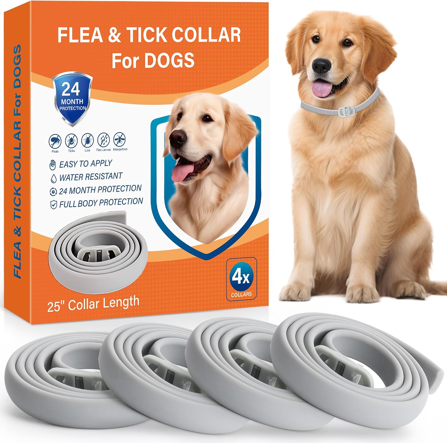Vicsom flea and tick collar for dogs 4 pack front view
