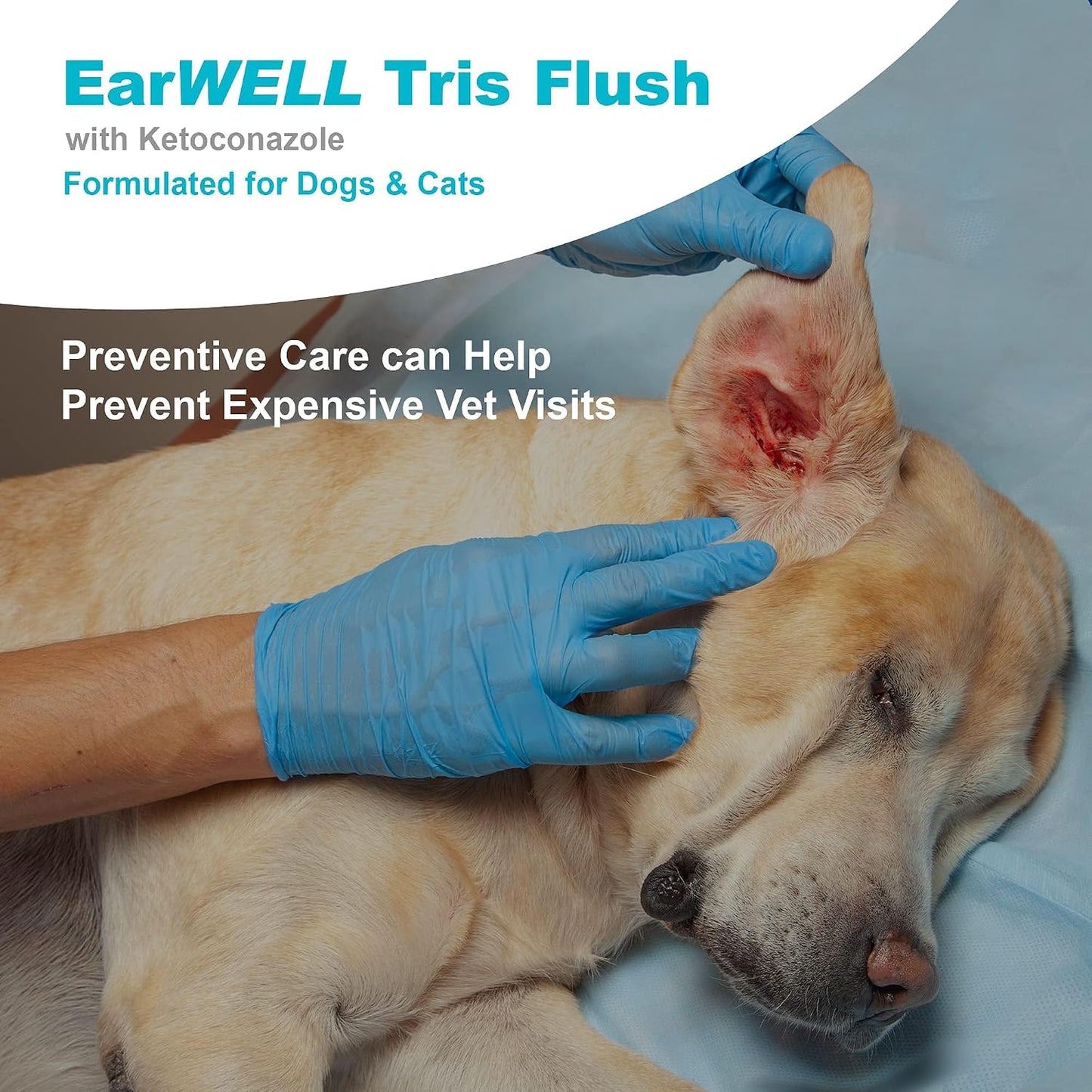 VetWELL 12 fluid ounce bottle for pet ear cleaning