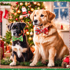 Hillban pet grooming bow ties with elastic bands attached to a small dog collar.