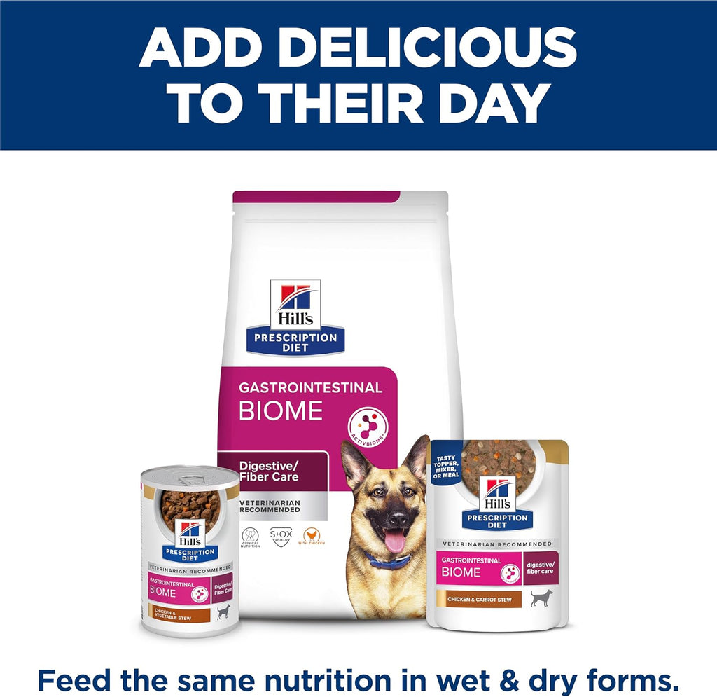 Hill's Prescription Diet Gastrointestinal Biome Wet Dog Food, Chicken & Carrot Stew, 2.8 oz. Pouches, 24-Pack - Image 9