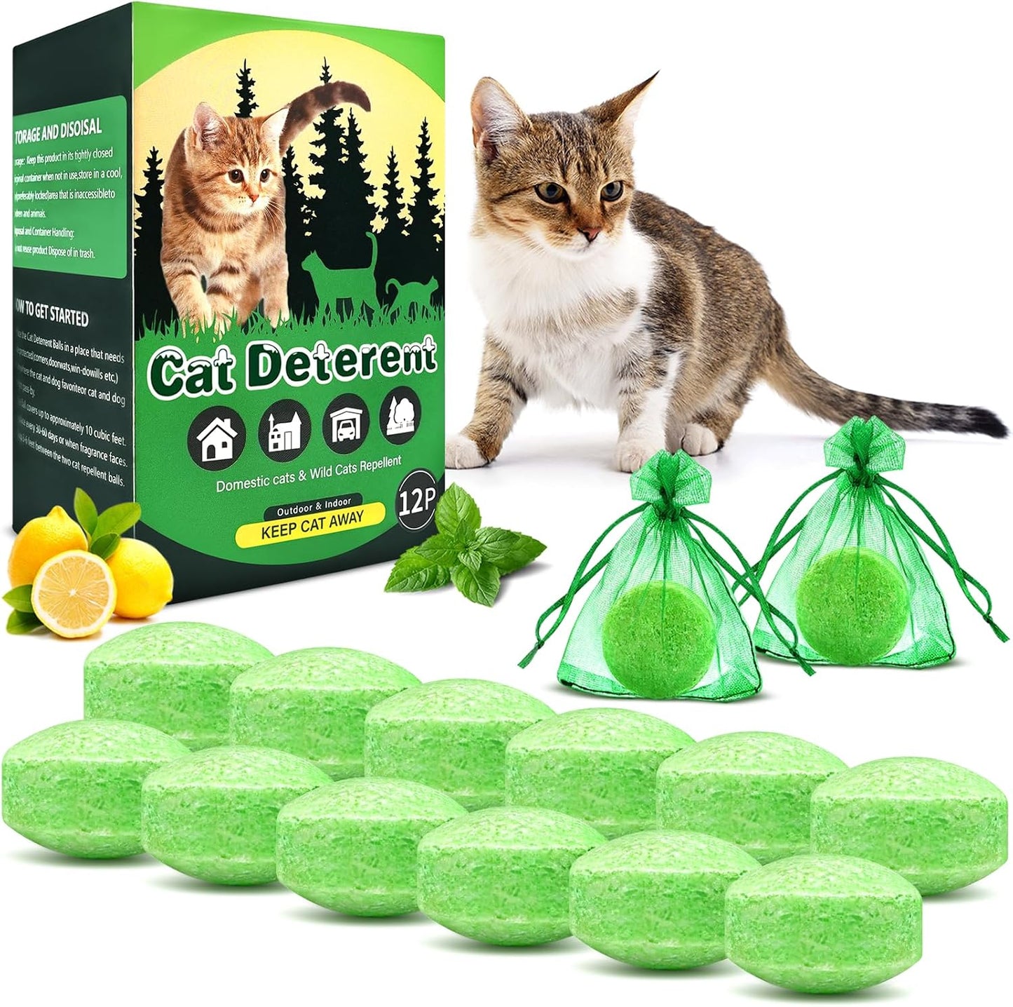 Mgkenk 12 pack cat deterrent outdoor peppermint oil tablets front view