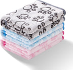 Stuffed 3 Pcs Soft Dog Blankets for Small Dogs Newborn, Washable Puppy Blanket for Cat Kitten Essentials, 24 * 16 Inches, Grey Cute Paw Print - Image 9