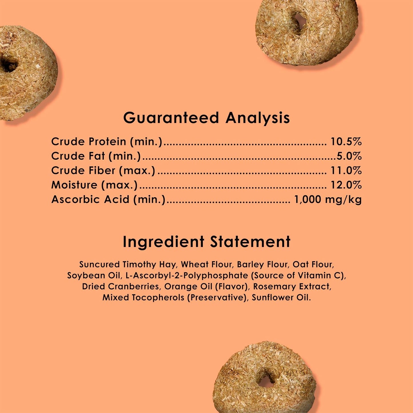 Kaytee daily vitamin c supplement treats showing feeding instructions for small rodents.