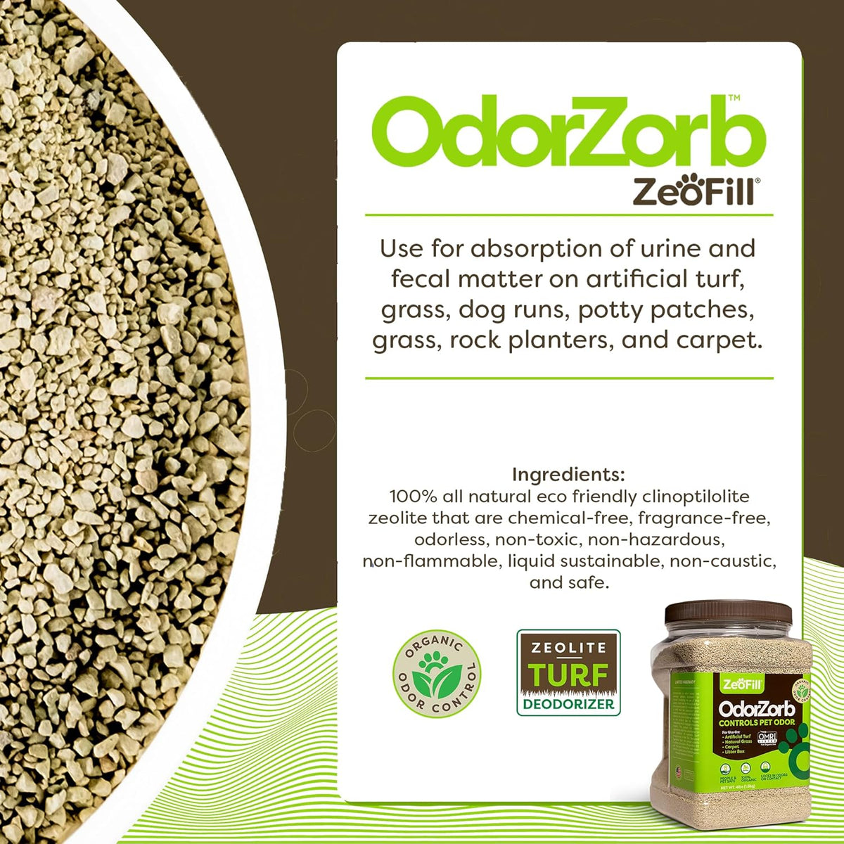 Zeofill Backyard Deodorizer - Eliminates Pet Urine Odors on Potty Patches, Artificial Turf, Grass, Lawns, Patios, Concrete & Playgrounds | Dog, Cat Litter Box Odor Eliminator & Freshener | 8 lbs. - Image 3