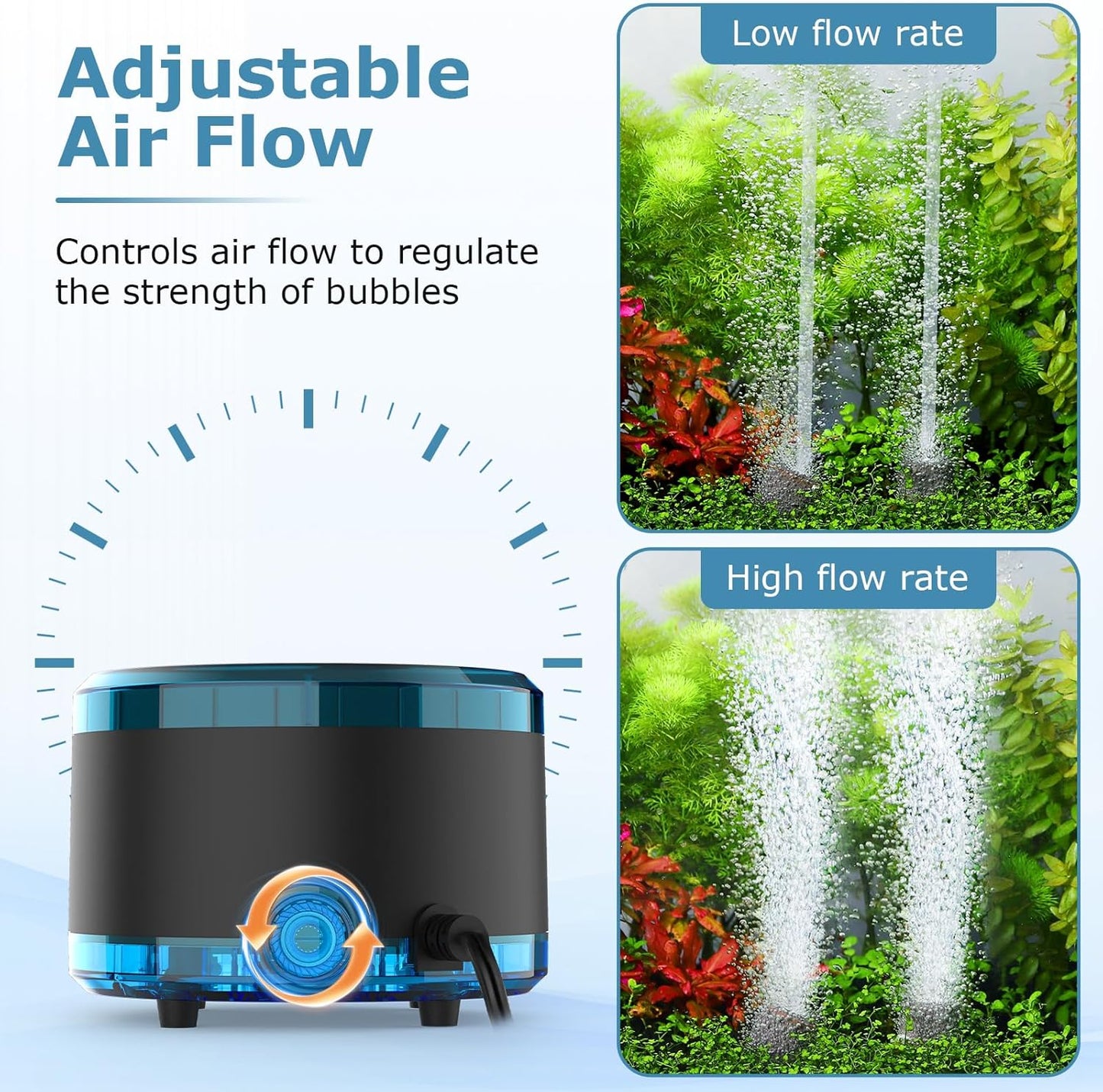Hygger fish tank aerator with adjustable control knob