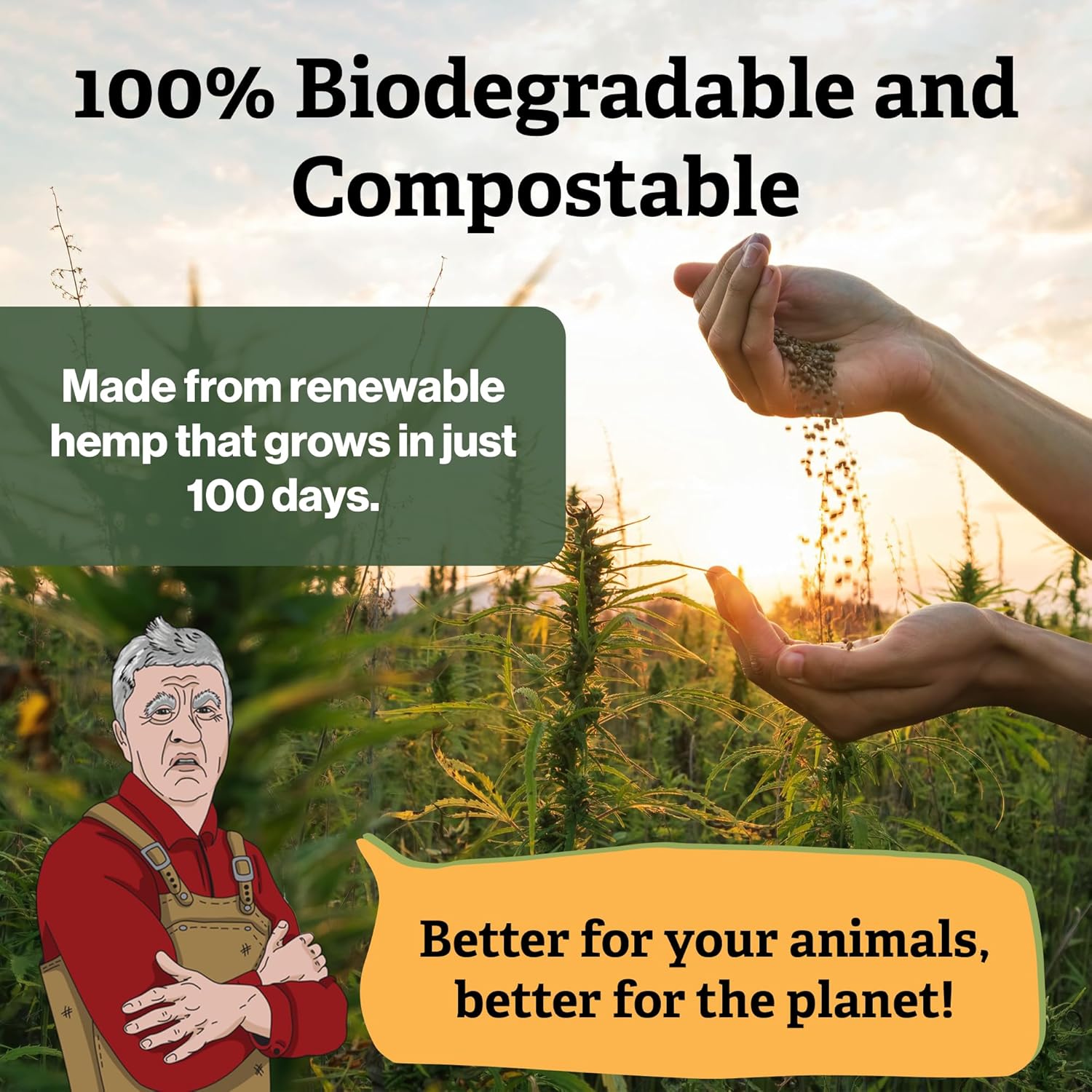 Absorbent industrial hemp bedding for coop maintenance