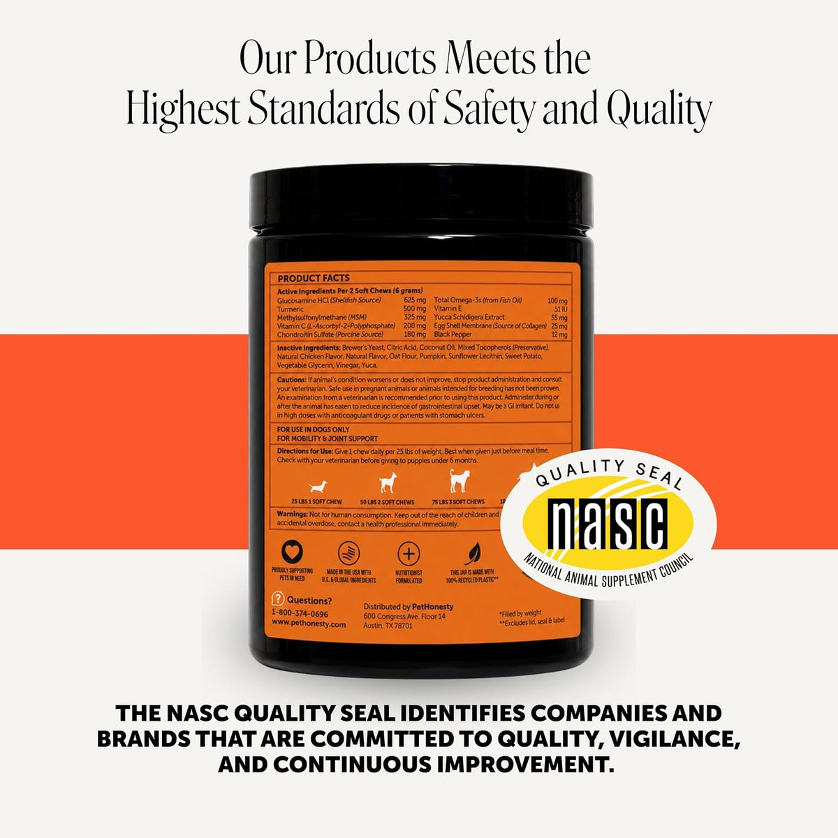 Hip + Joint Supplement for Dogs with Glucosamine Chondroitin - MSM, Turmeric & Collagen Soft Chews - Joint Function, Stiffness, and Mobility Support, May Reduce Occasional Discomfort (Chicken, 90 Ct) - Image 10