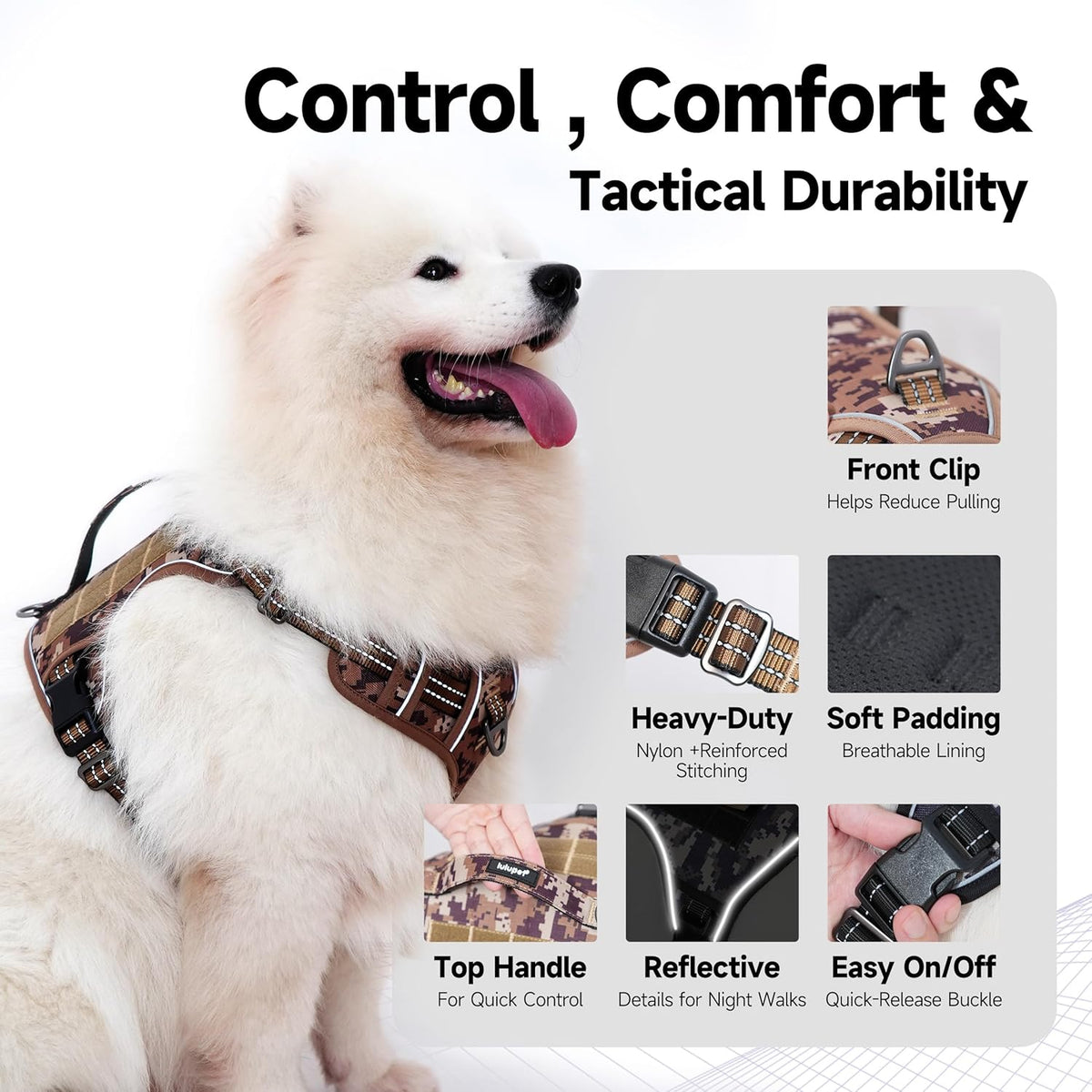 Lulupet heavy duty military style dog vest side profile