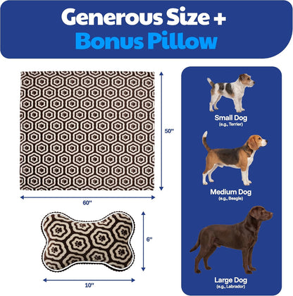 Cozy ten inch bone shaped plush dog pillow with distinct paw print details from American Kennel Club