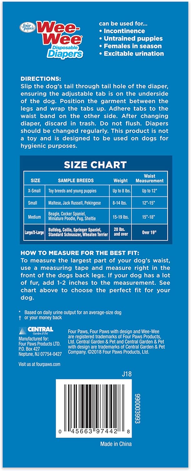 Twelve hour protection guaranteed dog diapers from the USA for floor hygiene