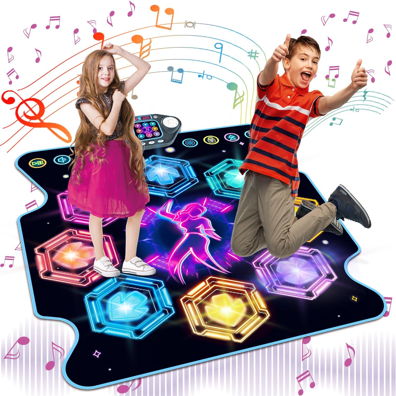 Ã£â‚¬ÂUpgradedÃ£â‚¬â€˜ Dance Mat Toys for 3-12 Year Old Girls Boys, Electronic Light-up Dance Pad with Wireless Bluetooth 8-Buttons 9 Levels, Dancing Mat for Kids Music Game Xmas Birthday Gifts Toddler - Image 1