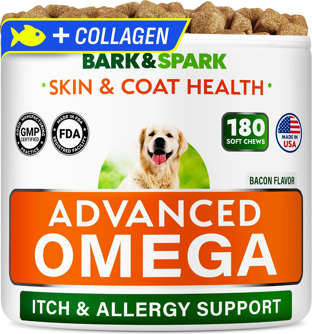 BARK&SPARK Omega 3 for Dogs and Cats-180 Fish Oil Treats for Dogs & Cats Shedding, Skin Allergy, Itch Relief, Hot Spots Treatment-Joint Health-Skin and Coat Supplement-EPA & DHA Fatty Acids-Salmon Oil - Image 14