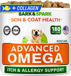 BARK&SPARK Omega 3 for Dogs and Cats-180 Fish Oil Treats for Dogs & Cats Shedding, Skin Allergy, Itch Relief, Hot Spots Treatment-Joint Health-Skin and Coat Supplement-EPA & DHA Fatty Acids-Salmon Oil - Image 14
