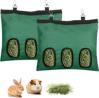 2 Pcs Rabbit Hay Feeder,Guinea Pig Hay Feeder,13x10.8 Inch Guinea Pig Bag,Small Animal Feeding Bag for Rabbits, Hamsters, Hedgehogs(3 Holes,Green) - Image 1