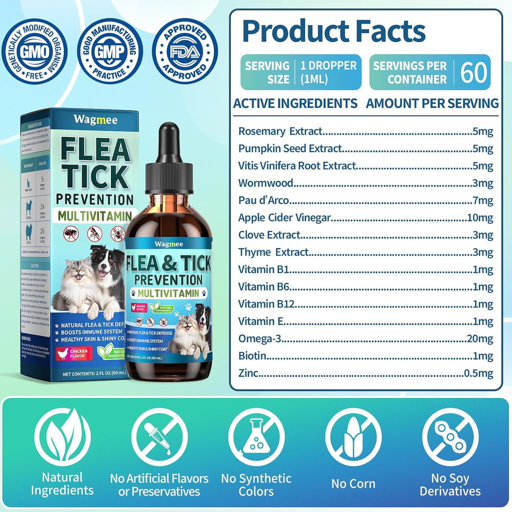 Holistic veterinary approved flea and tick control drop bottle