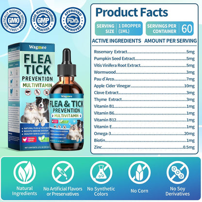 Holistic veterinary approved flea and tick control drop bottle