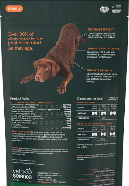 VetriScience Ultimate Strength Healthy Hip & Joint Chews, GlycoFlex Glucosamine, Chondroitin and Green-Lipped Mussel Joint Support Supplement for Dogs, Soothe Joint Discomfort, Duck, 120 Count - Image 14