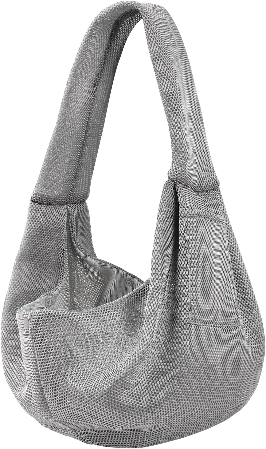 Dog Carrier Sling - Reversible Puppy Carrier Purse with Storage Pocket, Hand-Free Dog Sling Carrier for Carry Small Dogs and Cats, Travel Safety Harness, Dog and Cat Harness (Gray) - Image 10