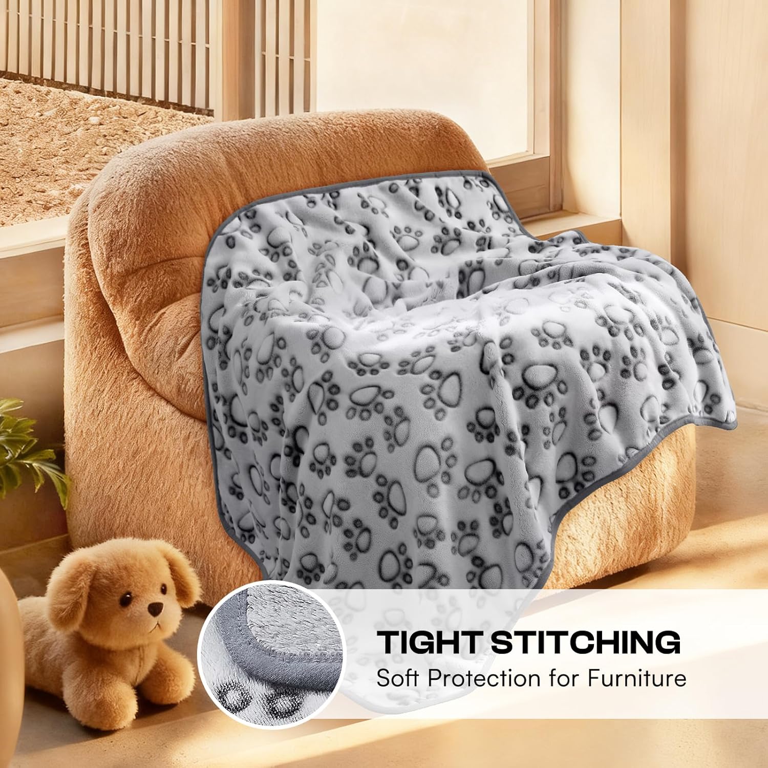 Luciphia double sided polyester fleece dog mat inside a pet crate