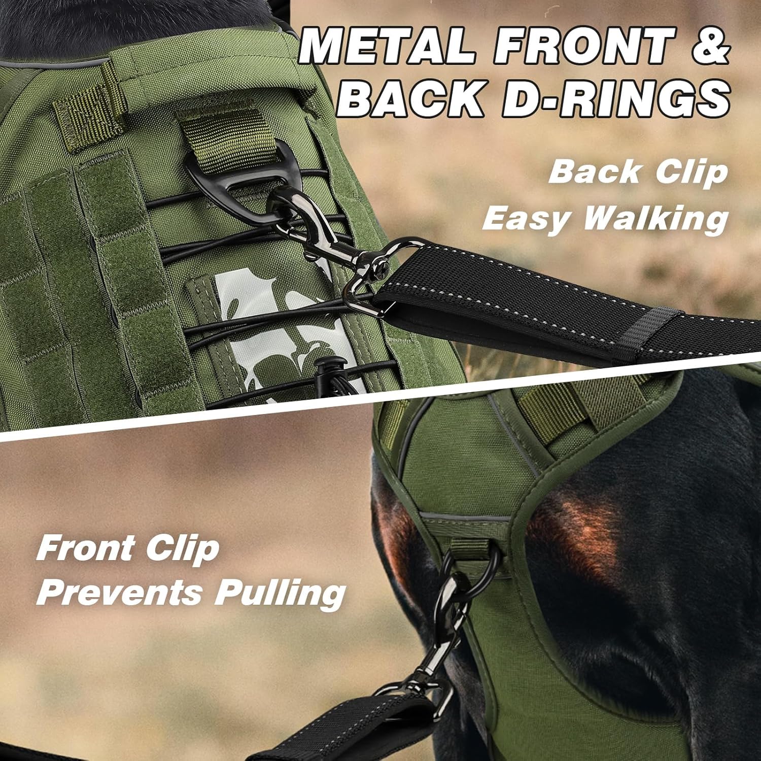 WINGOIN military K9 pet vest green side profile on German Shepherd