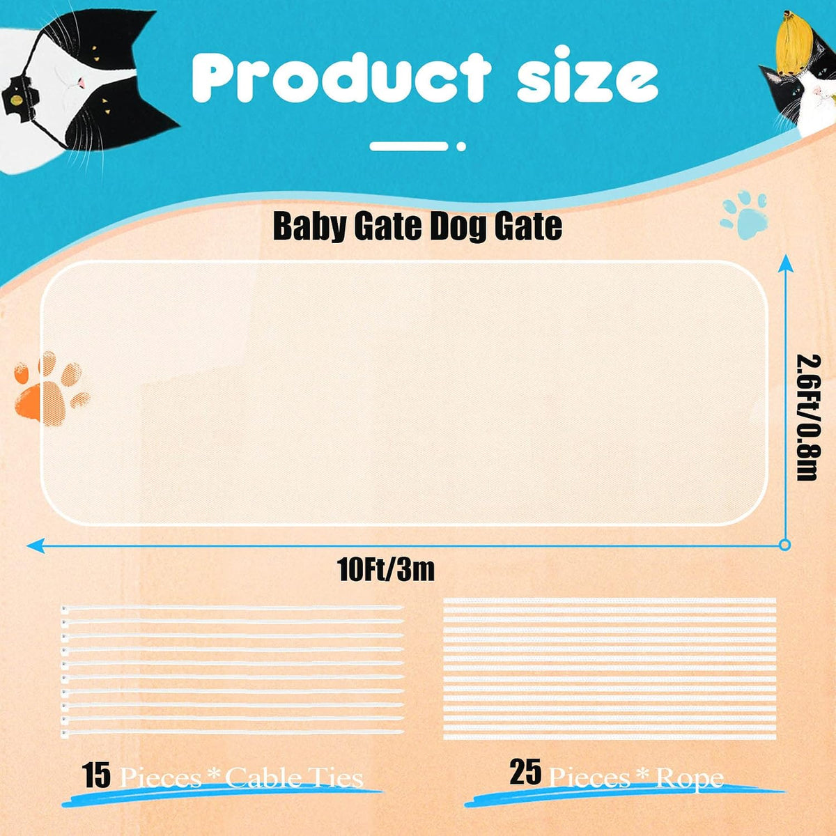 Included installation accessories for cat safety net