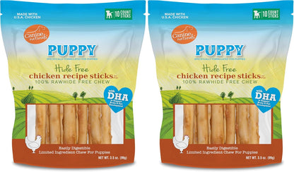 Back of pack Canine Naturals puppy chew ingredients and details