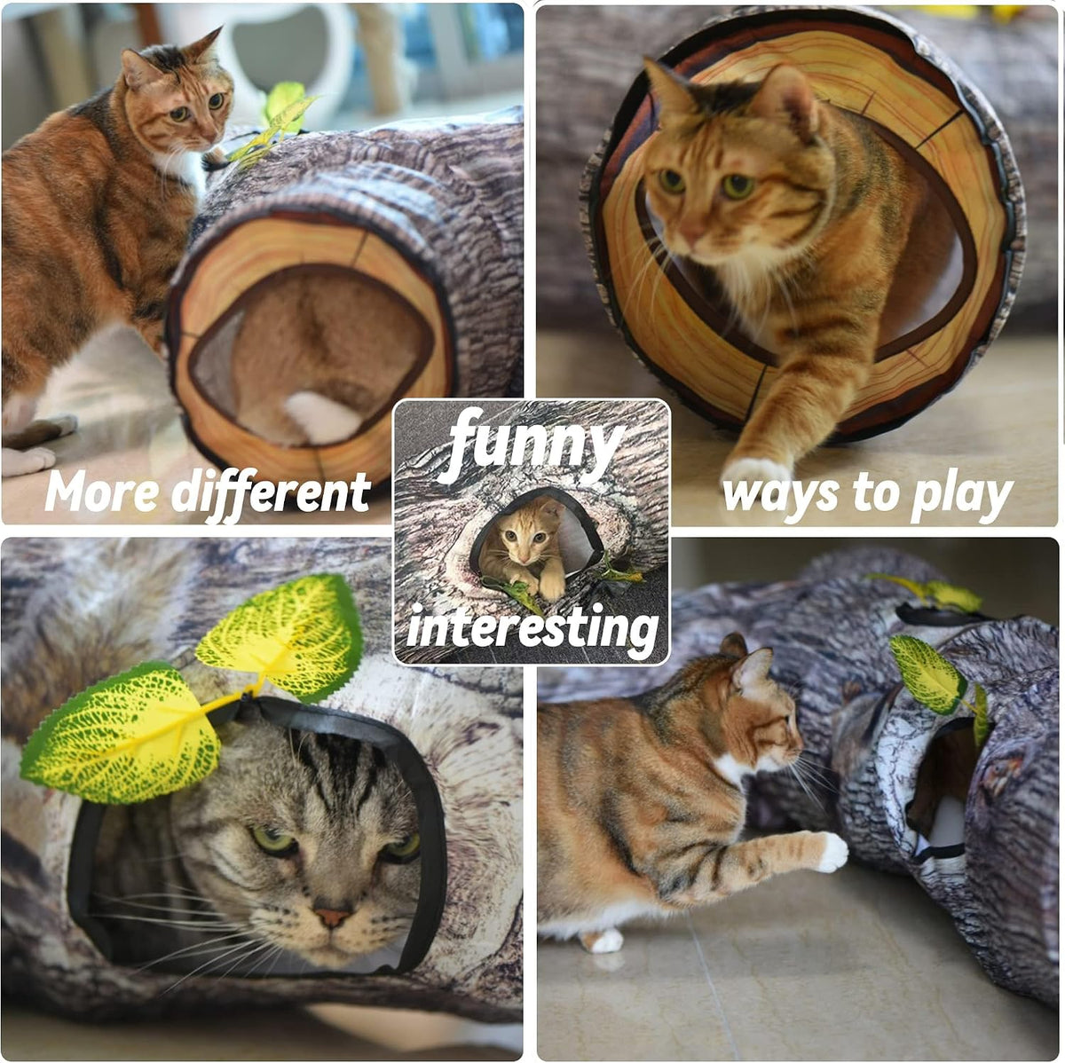 Durable double layer polyester cat tunnel bed for multiple indoor kittens