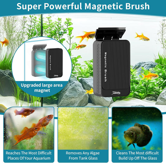 Hygger magnetic fish tank cleaner with interchangeable stainless steel and plastic blades