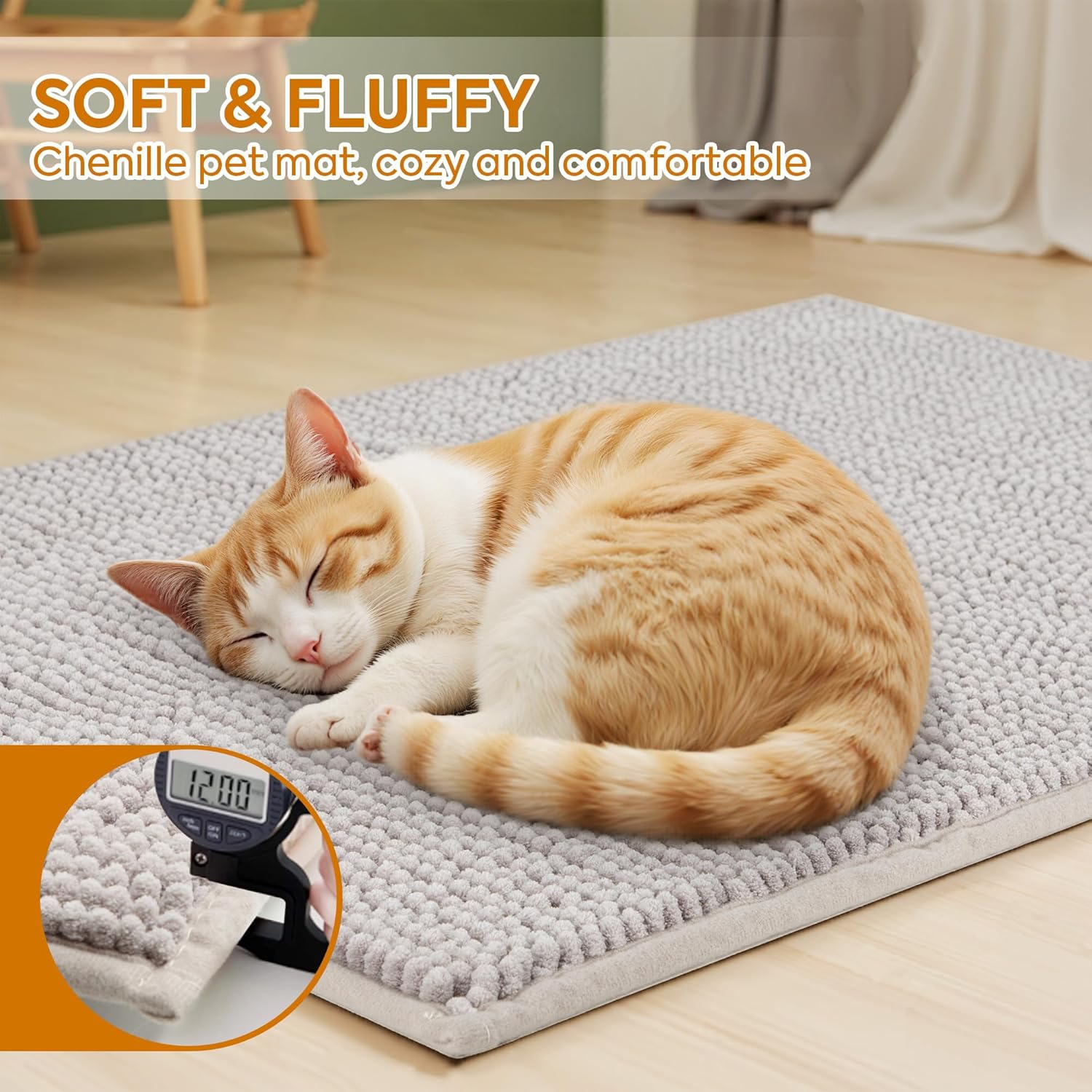 Pieviev ultra soft kitty litter tracking mat folded for easy cleaning.