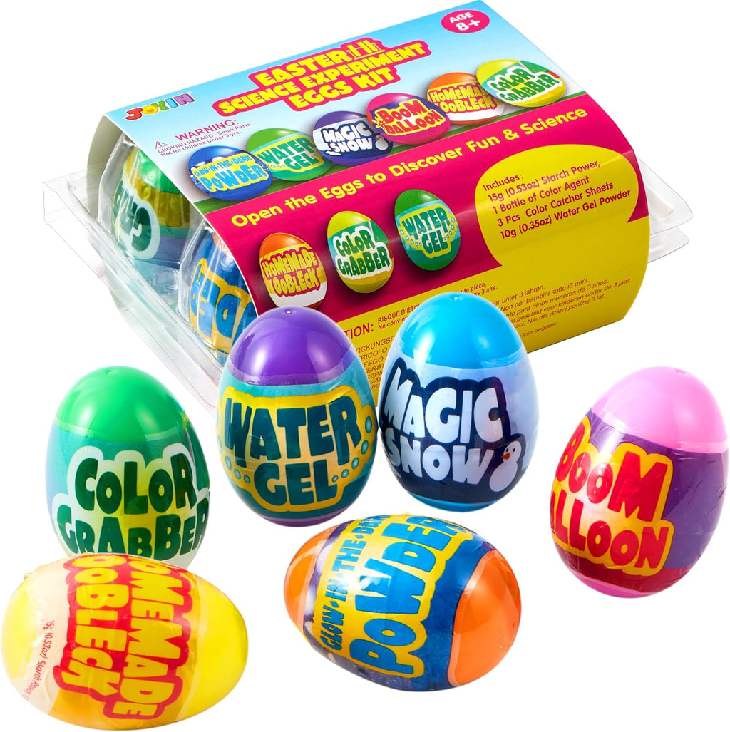 JOYIN Prefilled Easter Eggs with science experiment toys front view package