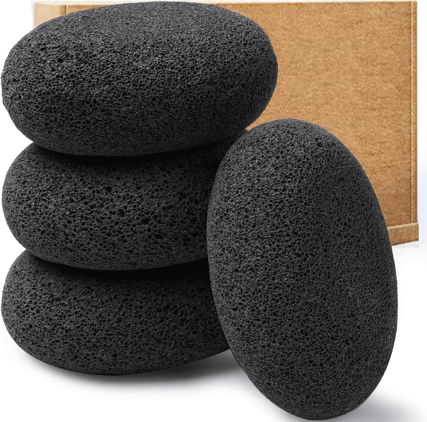 Borogo natural lava pumice stone set of four for foot exfoliation