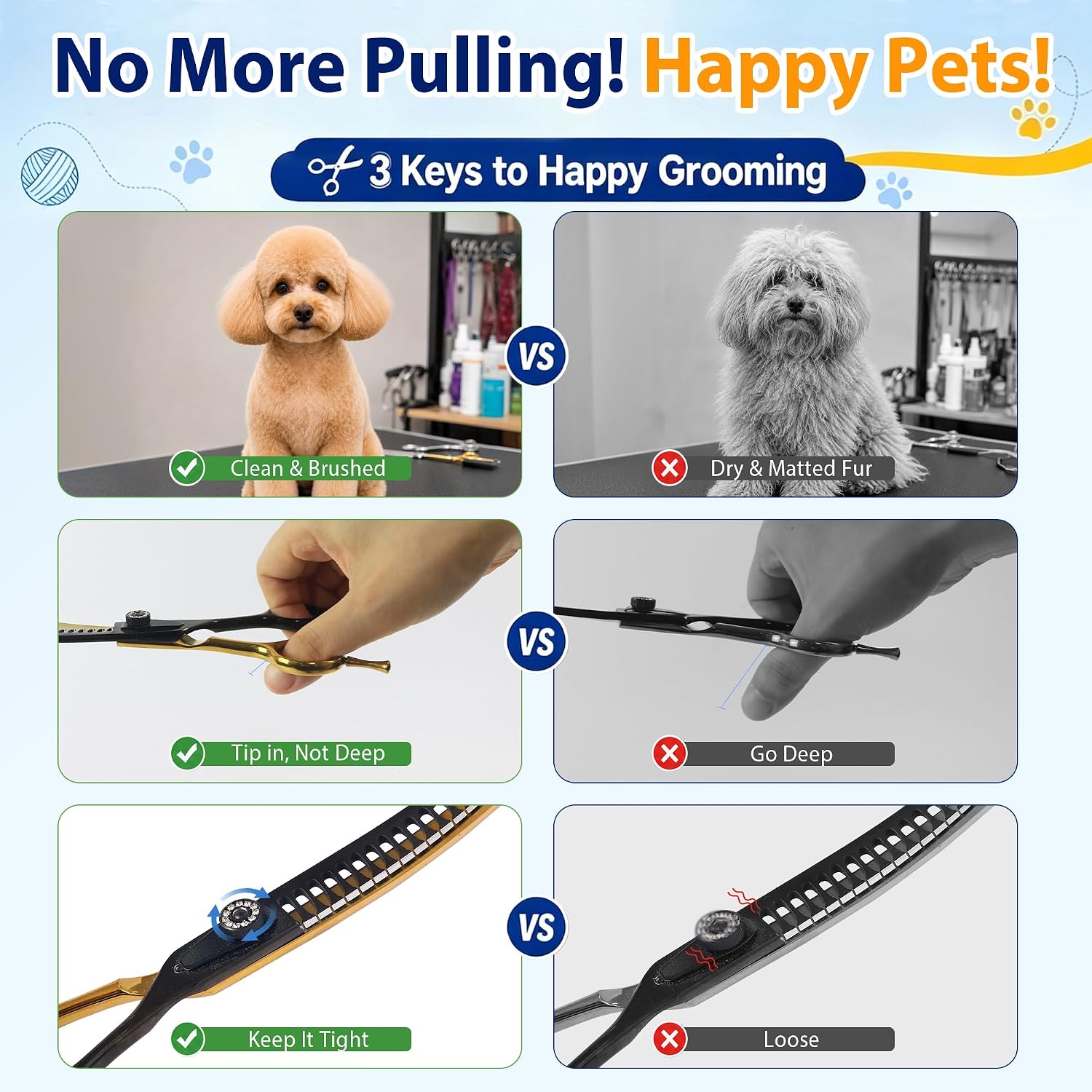 Complete package view of the authentic imported Hyzrqwyw professional dog grooming scissors.